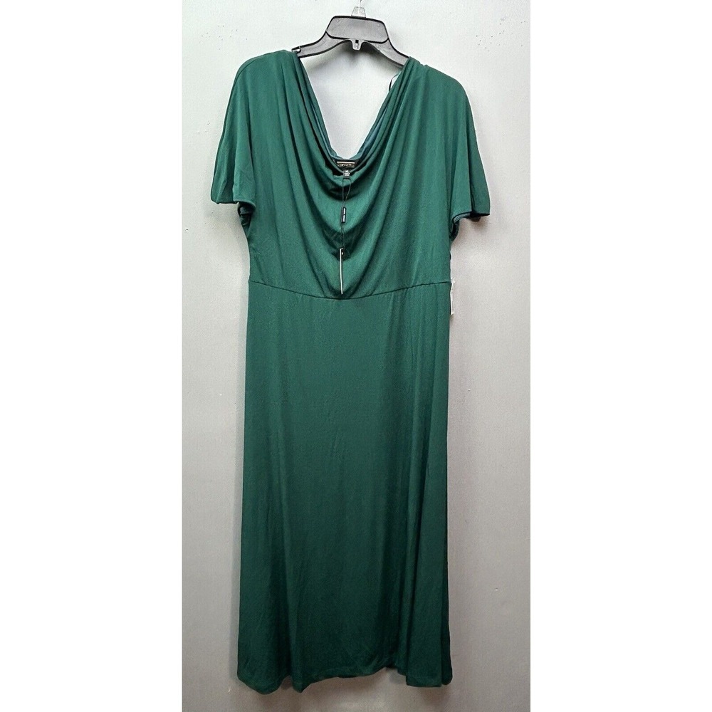 Alexia Admor Dress Womens XL Forest Green Cowl Neck‎ Midi Short Sleeve Party NEW
